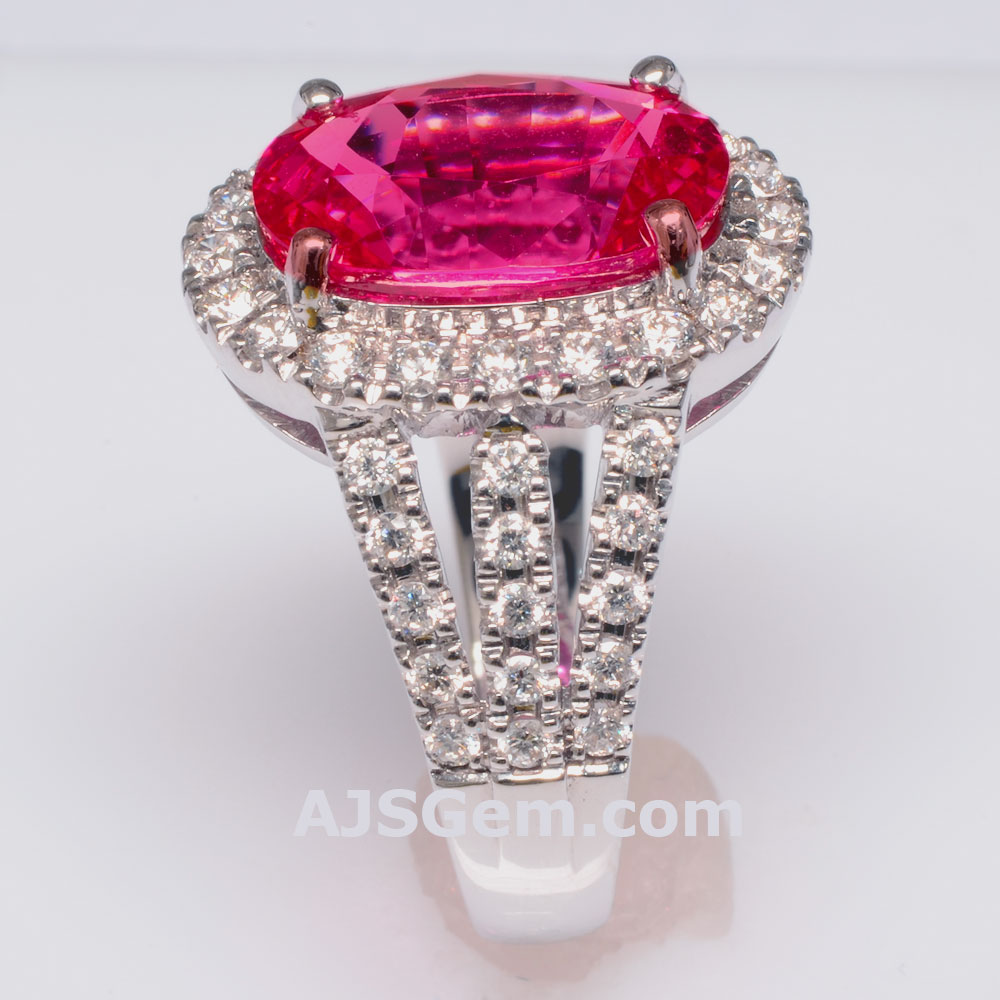 Red Spinel Ring with Diamonds in 18k White Gold